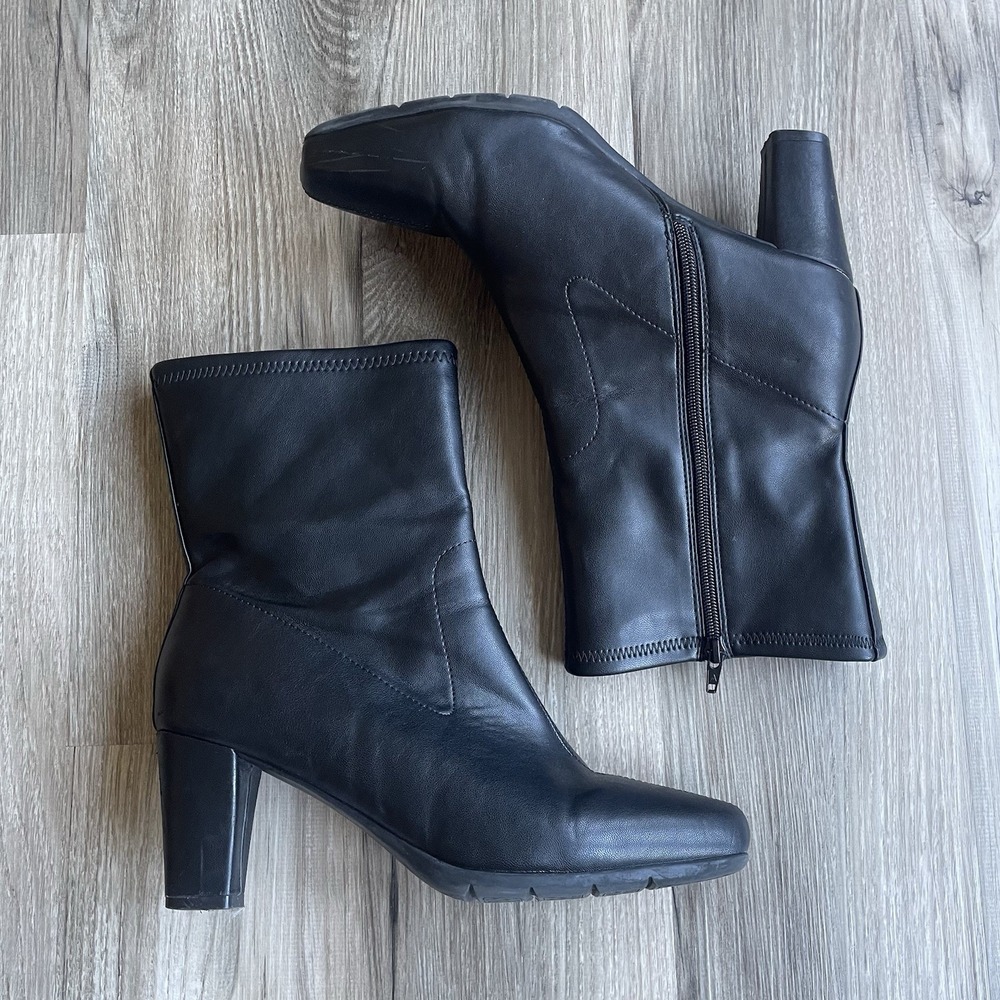 Aerosoles Women's Cinnamon Mid Calf Boot Size 11 Black Faux Leather Minimalist